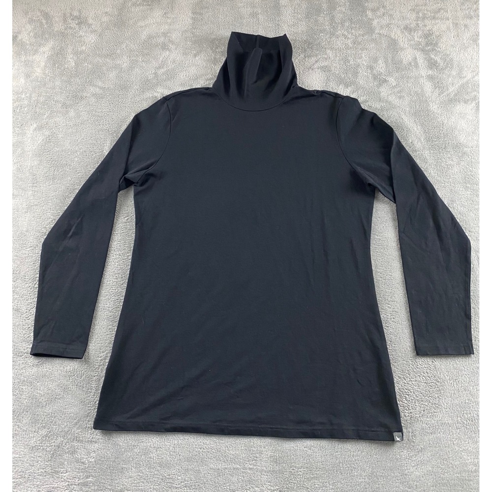 Eddie Bauer Womens Turtleneck Top Black Long Sleeve‎ Knit Shirt Large Solid